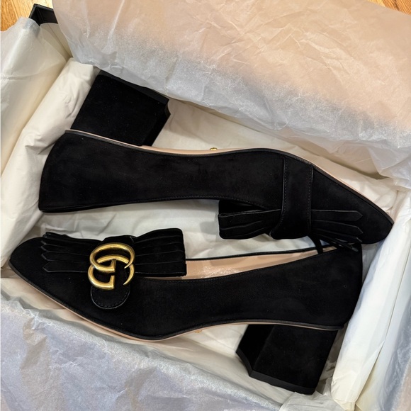 NEW IN BOX Gucci Suede Heeled Loafer Size 39.5 - Picture 7 of 9